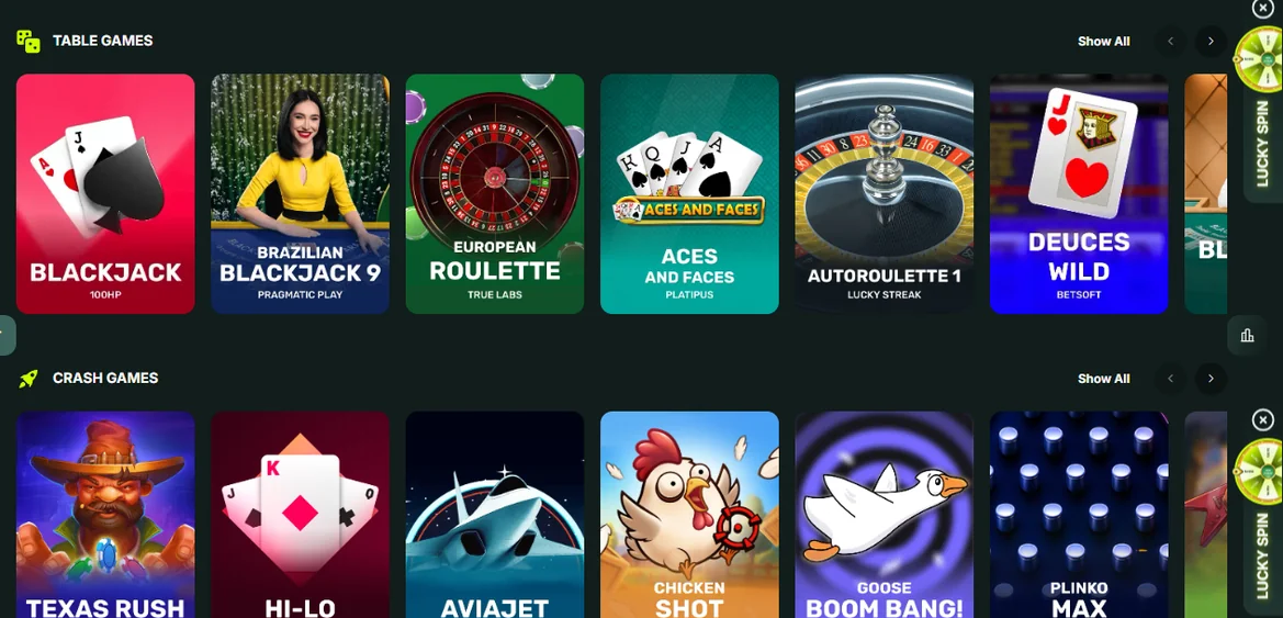 Join live casino tables