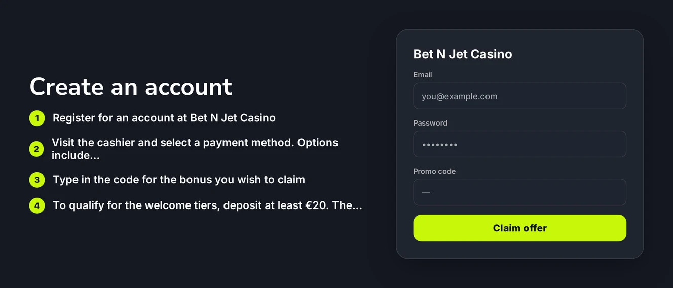 View casino signup form.