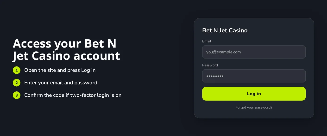 Submit casino login credentials