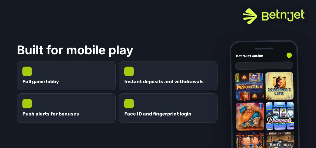 Browse mobile casino features.